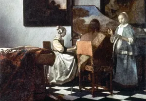 Drucke von VERMEER: DIE KONZERT. Gemälde von Johannes Vermeer, um 1658-60 Johannes Vermeer Drucke: VERMEER: DIE KONZERT. Gemälde von Johannes Vermeer, um 1658-60.