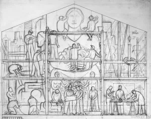 Drucke von RIVIERA: FRESKO-STUDIE, 1931.Studie für ein Fresko am San-Francisco-Art-Institut mit Bleistift auf Papier von Diego Rivera, 1931 Diego Rivera Drucke: Studium für ein Fresko am San-Francisco Kunst-Institut