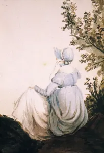 Drucke von Jan Austen (1775-1817). Englischer Autor. Wasserfarben von ihrer Schwester Cassandra Austen, 1804 Aquarellbilder Drucke: Jane Austen (1775-1817). Englischer Autorin
