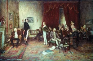 Bildende Kunst Drucke: Treffen von Scott und Burns. Die Versammlung des Ritters Walter Scott und Roberts Burnes