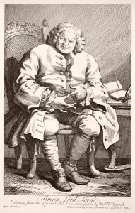 Drucke von SIMON FRASER (1667? - 1747). XI. Graf von Lovat. schottischer Jakobitische Intrigant. Radierung aus dem Jahr 1746 von William Hogarth William Hogarth Drucke: Simon Fraser (1667? - 1747). XI. Baron Lovat. Schottischer Jakobitenspionier . Radierung