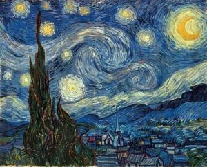 Drucke von Vincent van Gogh : Sternennacht Die Sterne Nacht. Öl auf Leinwand von Vincent van Gogh, 1889 Impressionistische Gemälde Drucke: VINZENT VAN GOUGH : Sternennacht