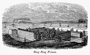 Mid 19th Century Architecture Drucke: PRISON: SING SING. The prison at Sing Sing, New York. Wood engraving, 1842