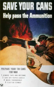 Essen Und Trinken Drucke: Sparen Sie Ihre Dosen, helfen Sie den Munition zu überwinden; amerikanischer Zweiter Weltkrieg-Plakat