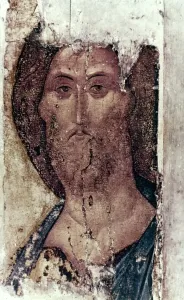 R Drucke: Russische Ikonen: Der Erlöser von Andrey Rublow, um 1400