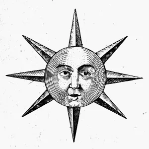 Science Inspired Artwork Drucke: Decorative Sun Face