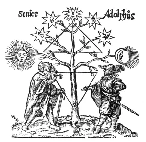 Hermetischer Baum des Wissens, Diskussion zwischen dem Weisen und dem Gelehrten unter der
