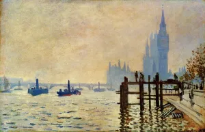 Drucke von Mونет: Themse unter Westminster, Öl auf Leinwand, 1871 Claude Monet Drucke: Monet : Thames unter Westminster , Öl auf Leinwand , 1871