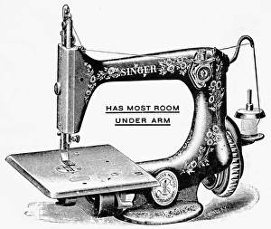 Singer Sewing Machine Drucke: SINGER SEWING MACHINE. Line engraving, American, c1900