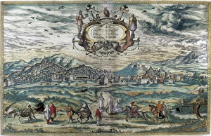 Civitates Orbis Terrarum Collection Drucke: SPAIN: GRANADA, 1581. Map of Granada