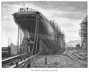 19th Century Transportation Drucke: STEAMSHIP IN YARD, 1884