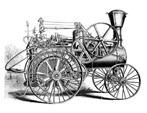 Late 19th Century Transportation Drucke: TRACTION ENGINE, 1886. A traction engine