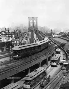 NY: Brücke von Brooklyn, 1898. Kurve am Brooklyner Endpunkt der Brücke, 1898