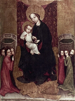 Anonymous Painter Style Drucke: THE VIRGIN ENTHRONED. Anonymous painter, Polish School, Early 15th century