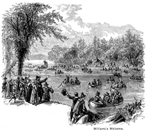 American Wood Engraving Art Drucke: WILLIAMS RETURN, 1644