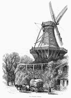 German Windmills Drucke: WINDMILL, c1870. A windmill at Potsdam