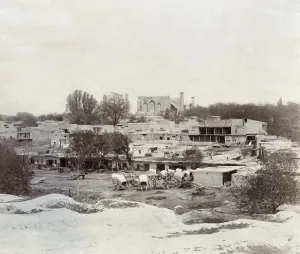 Drucke von Samarqand, um 1905. Blick auf Samarqand. Fotografie von Sergei Michailowitsch Prokudin-Gorskij, ca 1910 Samarkand Drucke: Samarkand, ca 1905. Ansicht von Samarkand