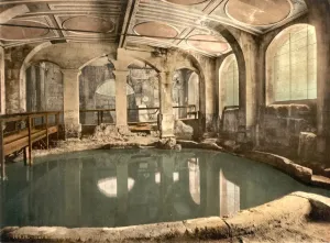 ENGELAND: Römische Baden. Innenraum antiker römischer Badan in Bath, England. Fotochrom