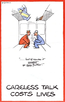 Zweiter Weltkrieg: Plakat 1940. Sorgfältiges Reden kostet Leben. Britisches Plakat von Fougasse 1940
