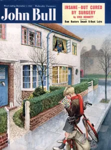 Drucke von Der John Bull der 50er Jahre aus dem Vereinigten Königreich liest Comics in einem Zeitungskopf als Straßenhändler Comic-Bücher Drucke: Der John Bull der 1950er Jahre im Vereinigten Königreich liest Comics in einem Zeitungskopf