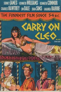 Drucke von Die berühmten Elizabets Tayer inspirierten den berühmten Poster von Carry On Cleo, um das Komödienduo mit der ägyptischen Königin Amanda Barrie zu fördern Film und Filmplakate: Eine britische Plakatskizze für das Filmplakat von Carry On Cleo (1965)