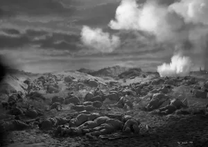 Drucke von In einer Nachtenszene aus dem Film Dunkirk (1958) Eine Auswahl Von Bildern Aus Dem Film Unter Der Regie Von Leslie Norman Und Nach Dem Roman Von Elleston Trevor' Drucke: Britische Truppen strandeten auf der Strandseite