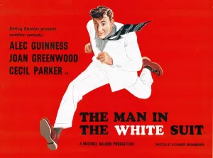 Drucke von Originalkinematographen-Filmplakate des britischen Originaltheaters entworfen von S.John Wood und A.R.Thompson Film und Filmplakate: Der Mann im weißen Anzug