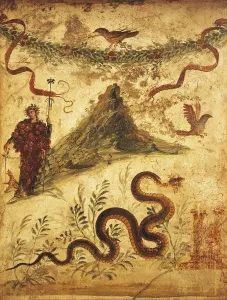 Bachus und Vespuzios, Fresko