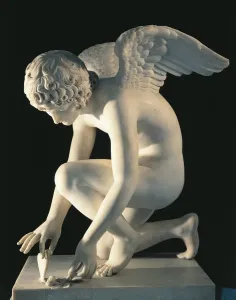 Bildhauerei Drucke: Marmorskulptur von Kupfer und Schmetterling