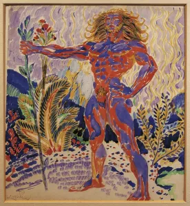 Bildende Kunst Drucke: Tschechische Republik, Prag, Blauer und roter Feuermann Prometheus 1908