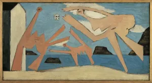 Drucke von Pablo Picasso (1881-1973), Badende mit einem Ball spielen in Dinard am 20. August 1928 Pablo Picasso Drucke: Frankreich, Paris, Schwimmer mit einem Ball spielen