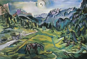 Bildende Kunst Drucke: Österreich Wien Dolomitlandschaft Tre-Croci 1913