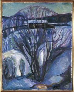 Drucke von Edvard Munch (1863 - 1944), Winterlandschaft. Ekely, 1923 - 24 Edvard Munch Drucke: Norwegen, Oslo, Winterschönheit in Ekely