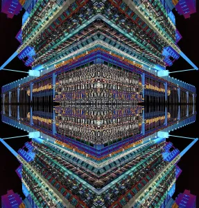 Abstract Background Images Drucke: Abstract visualization, reflections in Electric road, Hong Kong