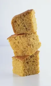 Vertical Food Photography Drucke: Stack of corn bread slices