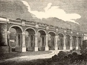 Civil Engineering History Drucke: The Wharncliffe Viaduct, Hanwell, Middlesex, 1838. This viaduct of eight elliptical arches