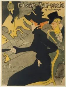 Drucke von Divan Japonais, 1892-93, Lithograph mit vier Farben auf weichem Papier in Größe 31-13/16 x 23-15/16 Zoll (808 x 608 cm) Toulouse-Lautrec Drucke: Tanzbarer Stuhl aus Japan