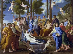 Drucke von Apollo und die Musen (Parnassos), 1631-1632. Öl auf Leinwand. Nicolas Poussin (1594-1665) französischer klassischer Maler Nicolas Poussin Drucke: Apollos und die Muses (Par-nassos), 1631-1632. Öl auf Leinwand von Nicolas Poussin