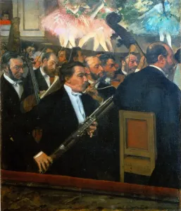 Drucke von Der Konzertsaal des Opernhauses, 1868-1869, Öl auf Leinwand. Der französische Künstler Edgar Degas (1834-1917) war Begründer der Impressionismus Impressionistische Gemälde Drucke: Die Opernkonzertgruppe, 1868-1869