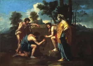 Drucke von Die Schäfer von Arkadien : 1653, Öl auf Leinwand. Nicolas Poussin (1594-1665), französischer Maler Nicolas Poussin Drucke: Die Schäfer von Arcas : 1653, Öl auf Leinwand
