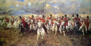 Schlacht Von Waterloo Drucke: Schottland für immer Die Ladung der schottischen Greyhunde bei Waterloo am 18. Juni 1815