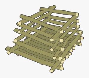 Digitale Illustration einer Stacks aus grünen Holzpfählen
