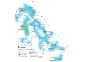 Colourful Map Illustrations Drucke: Map of the Bahamas