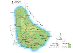 Drucke von Karte von Barbodos Karte Drucke: Karte von Barbados