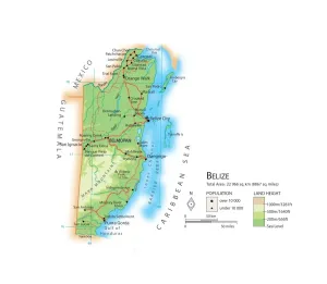 Drucke von Karte von Belize Karte Drucke: Karte von Belize