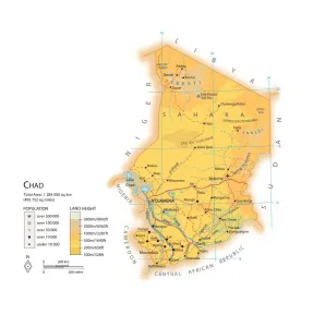 Central Africa Geography Drucke: Map of Chad