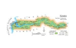 Gambia Drucke: Karte Gambias