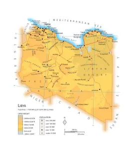 North Africa Geography Drucke: Map of Libya