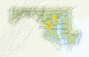 Drucke von Karte von Maryland, Näherungsbild Maryland Drucke: Karte von Maryland, Näherung