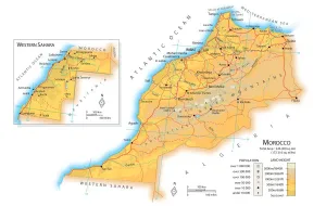 African Geography Maps Drucke: Map of Morocco